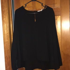 Black blouse with criss cross neckline